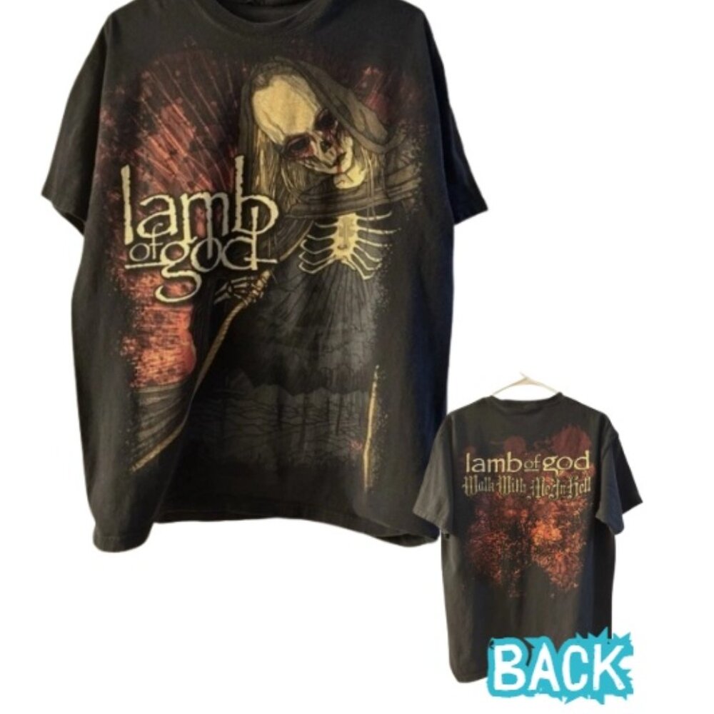 Vintage Lamb Of God Walk With Me In Hell AOP Band Shirt‎ Mens Large